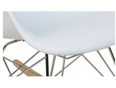 Eames Rocking Chair – Modern White RAR Replica Armchair with Wooden Rockers
