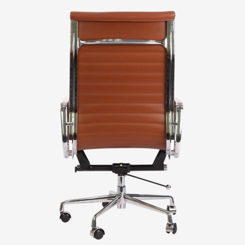 Eames Thin Pad Office Chair EA 119 - Ribbed High Back | Black Leather