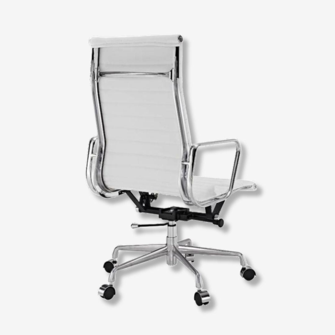 Eames Thin Pad Office Chair EA 119 - Ribbed High Back | Black Leather
