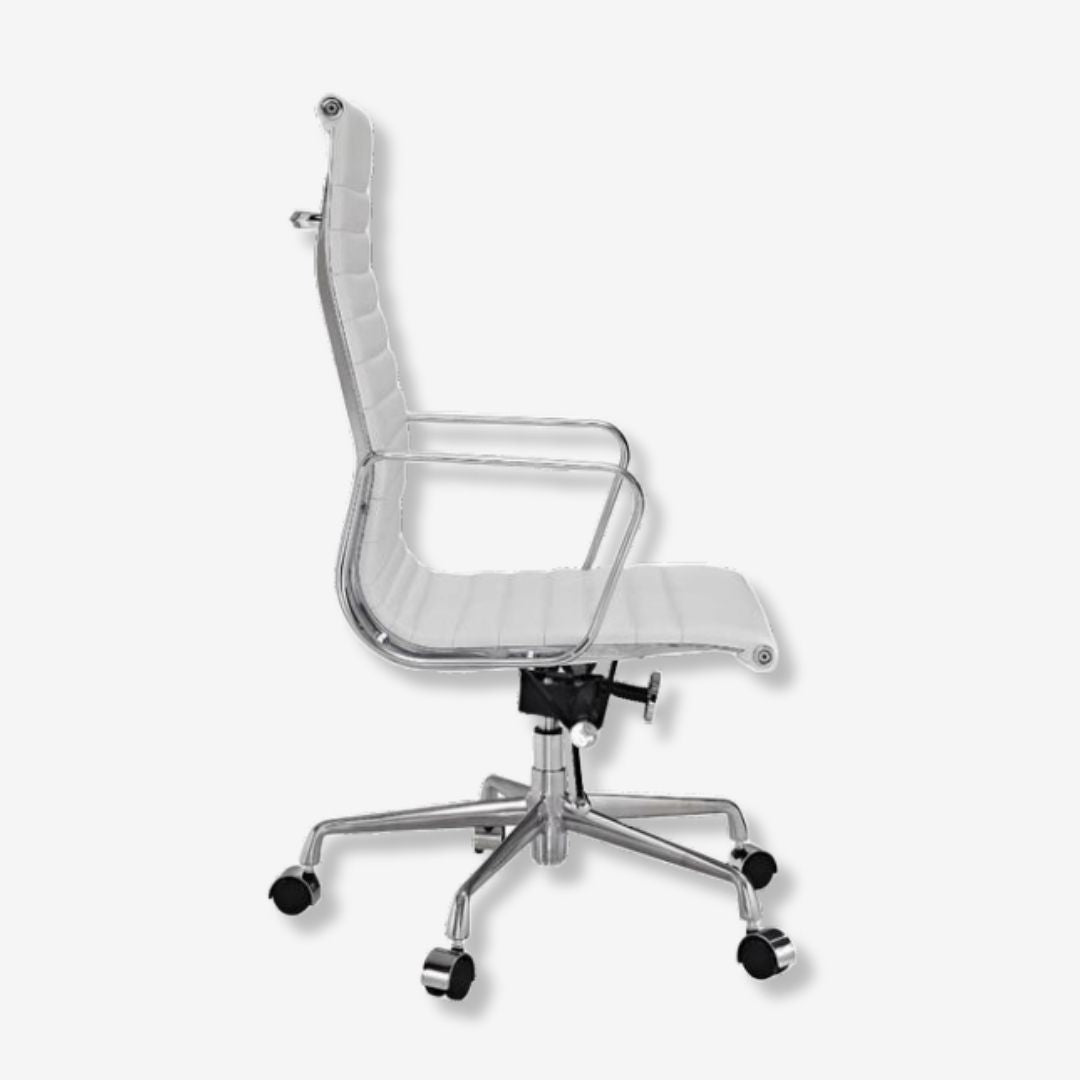 Eames Thin Pad Office Chair EA 119 - Ribbed High Back | Black Leather
