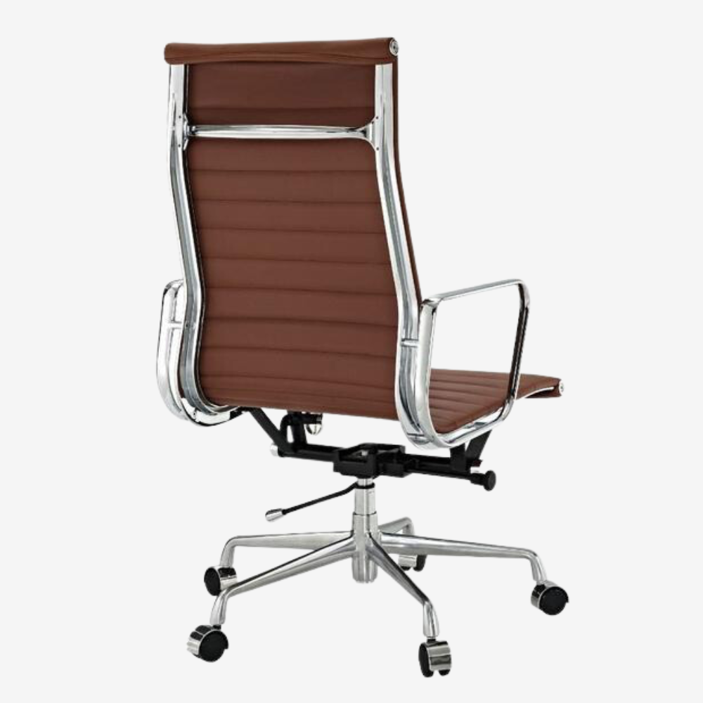 Eames Thin Pad Office Chair EA 119 - Ribbed High Back | Black Leather