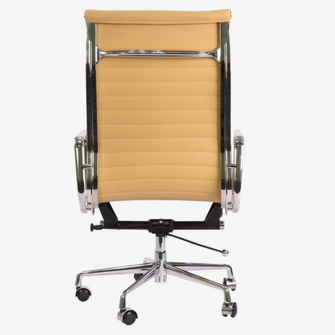 Eames Thin Pad Office Chair EA 119 - Ribbed High Back | Black Leather