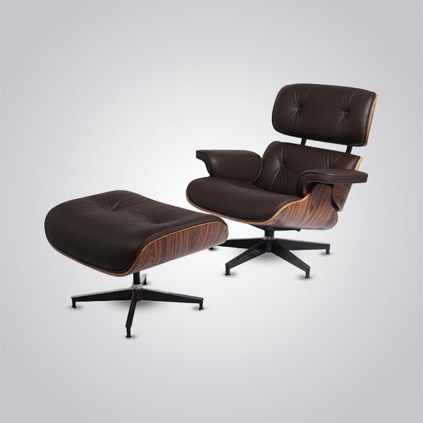 Charles Eames Iconic Lounge Chair & Ottoman - Rose Wood | White