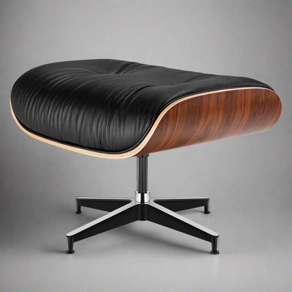 Eames Style XL Version Lounge Chair and Ottoman - Rosewood | Black Leather