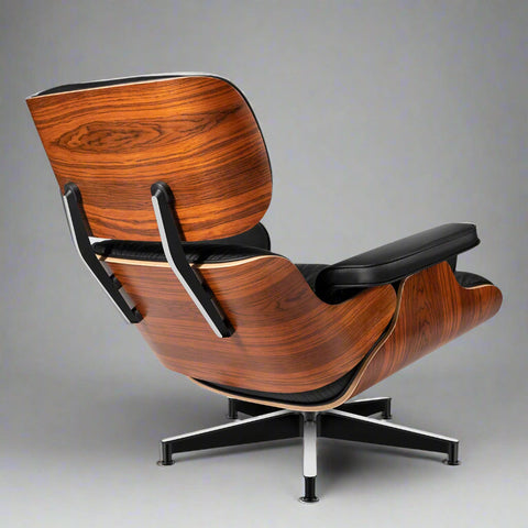 Eames Style XL Version Lounge Chair and Ottoman - Rosewood | Black Leather