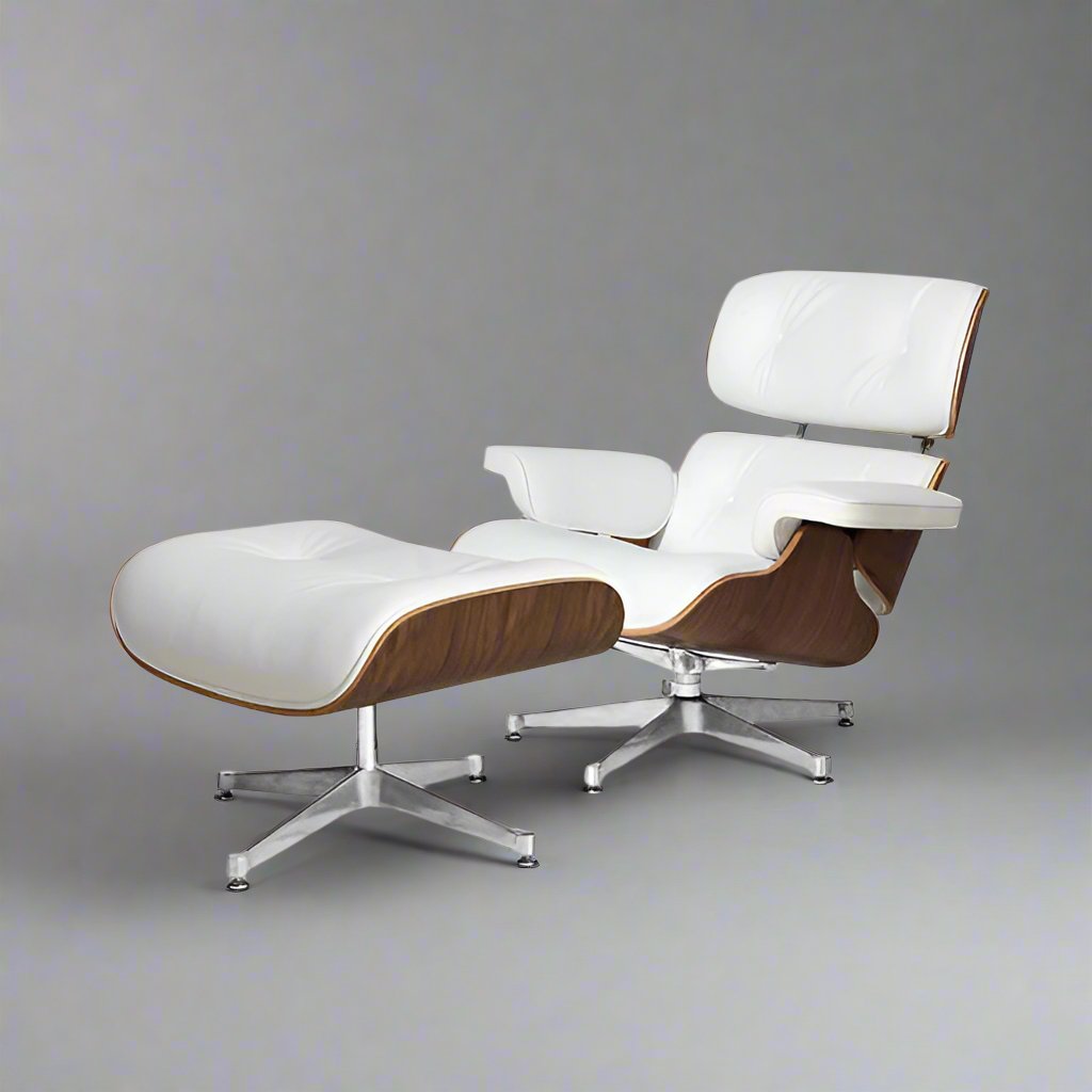 Charles Eames Mid-Century Lounge Chair & Ottoman - Walnut Wood | Chocolate Brown