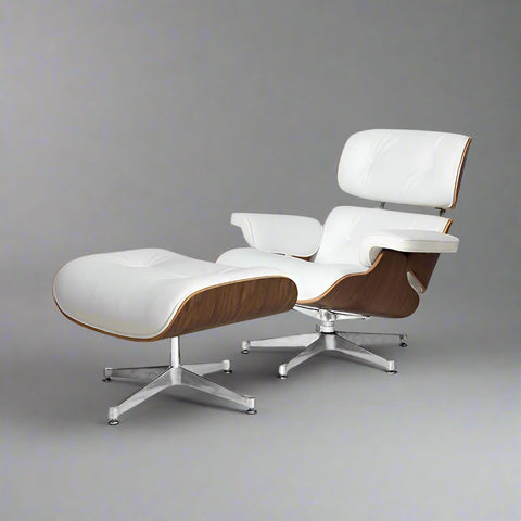 Charles Eames Mid-Century Lounge Chair & Ottoman - Walnut Wood | Chocolate Brown
