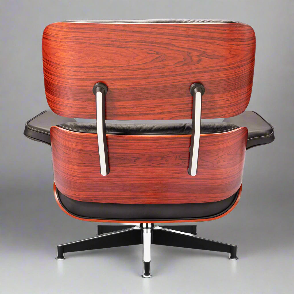 Charles Eames Style Lounge Chair & Ottoman - Dark Rose Wood | Black