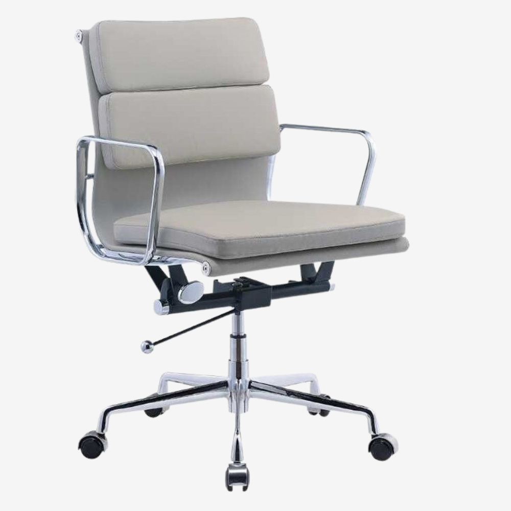 Eames Soft Pad Chair EA 217 - Low Back | Elegant Dark Grey Leather