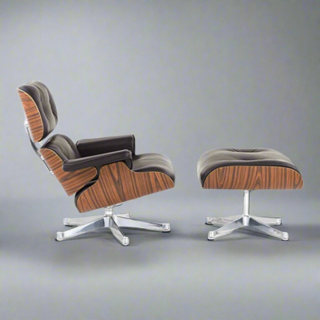 Charles Eames Iconic Lounge Chair & Ottoman - Rose Wood | White