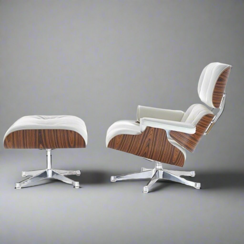 Charles Eames Iconic Lounge Chair & Ottoman - Rose Wood | White