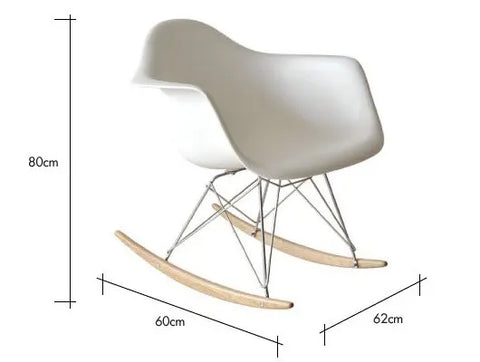 Eames Rocking Chair – Modern White RAR Replica Armchair with Wooden Rockers