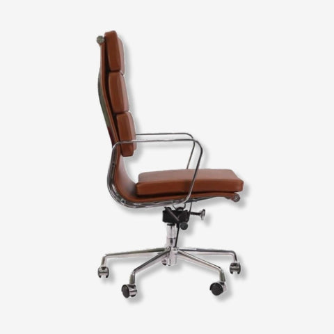 Eames Office Chair Soft Pad EA 219 - Classic High Back Comfort | Black Italian Leather