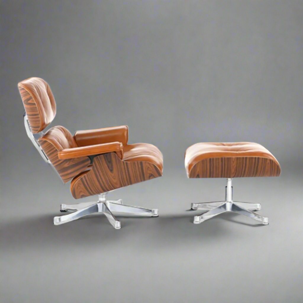 Charles Eames Iconic Lounge Chair & Ottoman - Rose Wood | White