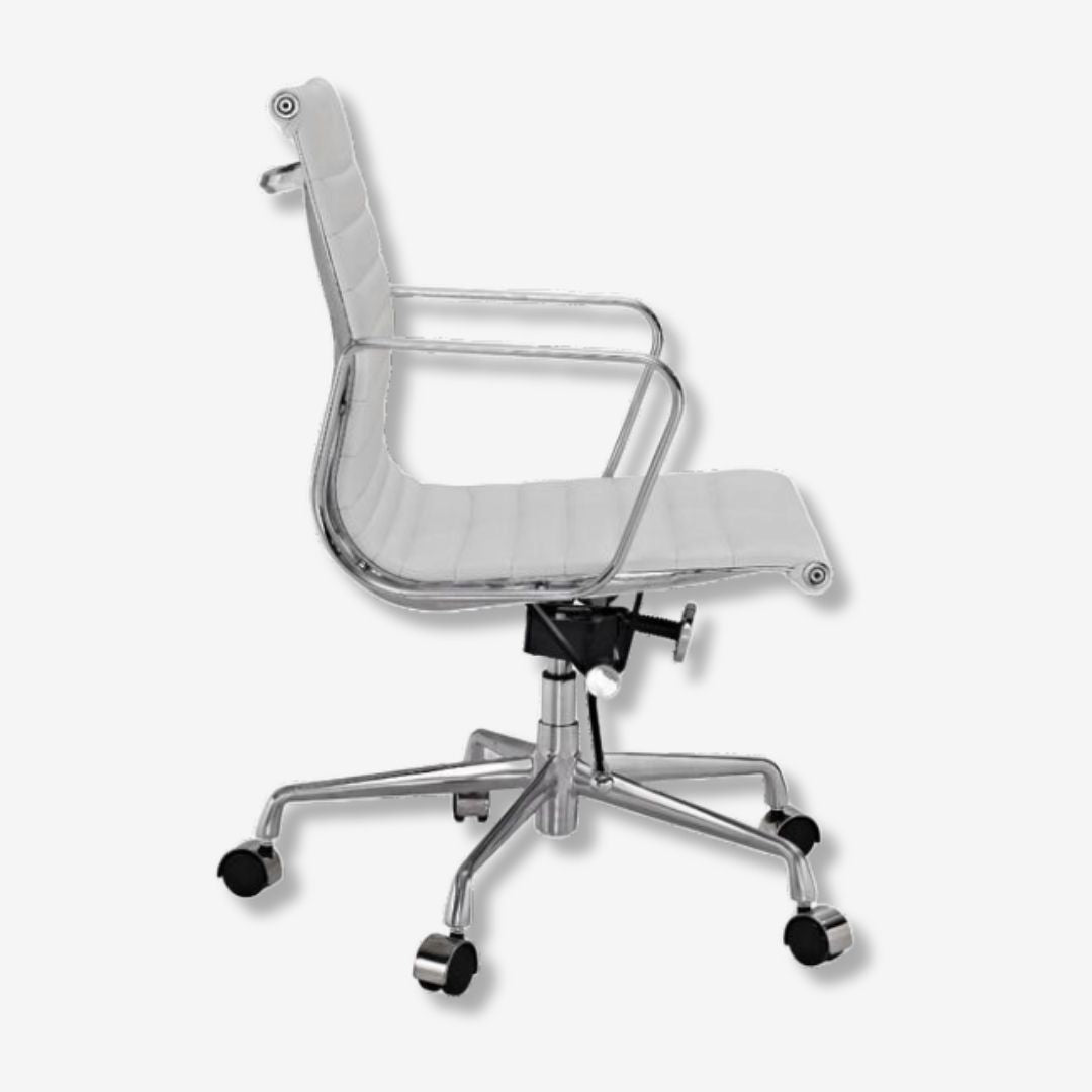 Eames Thin Pad Office Chair EA 117 - Comfortable Low Back | White Leather