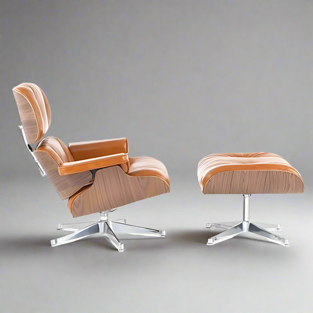 Charles Eames Mid-Century Lounge Chair & Ottoman - Walnut Wood | Chocolate Brown