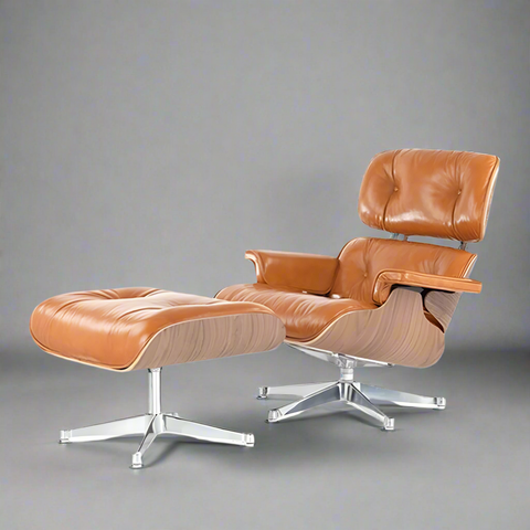 Charles Eames Midcentury Lounge Chair & Ottoman - Walnut Wood | Brown - Premium Lounge Chairs from Interior Furnishes - Just $675! Shop now at Interior Furnishes