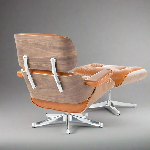 Charles Eames Mid-Century Lounge Chair & Ottoman - Walnut Wood | Chocolate Brown