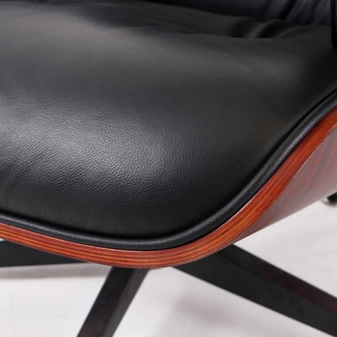 Charles Eames Style Lounge Chair & Ottoman - Dark Rose Wood | Black