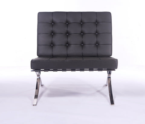 Mies Barcelona Pavilion Chair - Premium Italian Leather | Dark Grey
