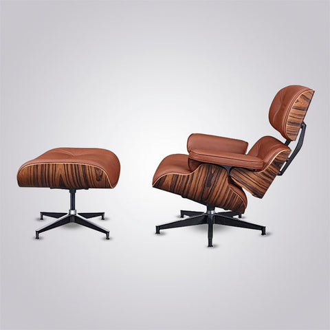 Charles Eames Iconic Lounge Chair & Ottoman - Rose Wood | White