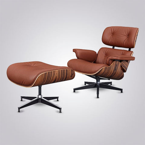 Charles Eames Iconic Lounge Chair & Ottoman - Rose Wood | White