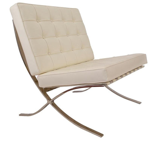 Mies Barcelona Pavilion Chair with Footrest - White Elegance