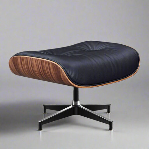 Eames Style XL Version Lounge Chair and Ottoman - Walnut Wood | Black Leather