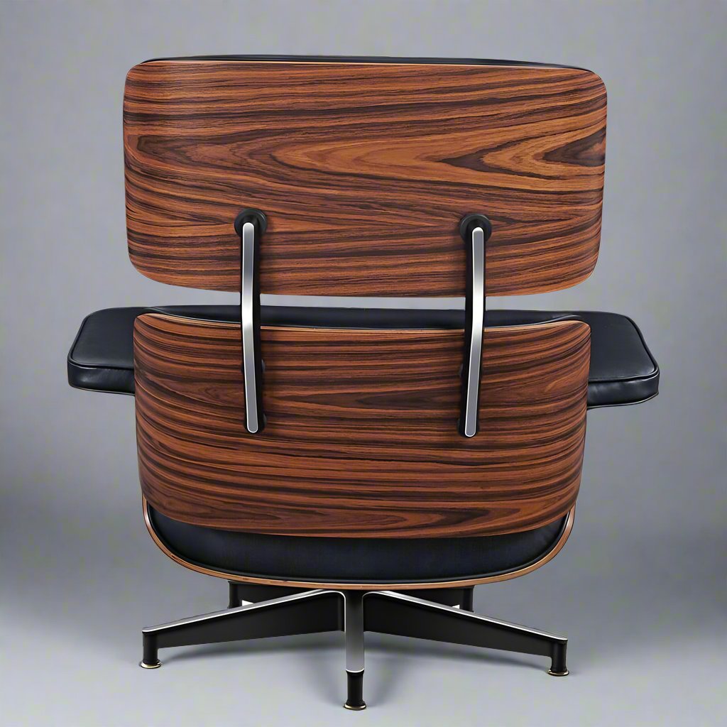 Eames Style XL Version Lounge Chair and Ottoman - Rosewood | Black Leather