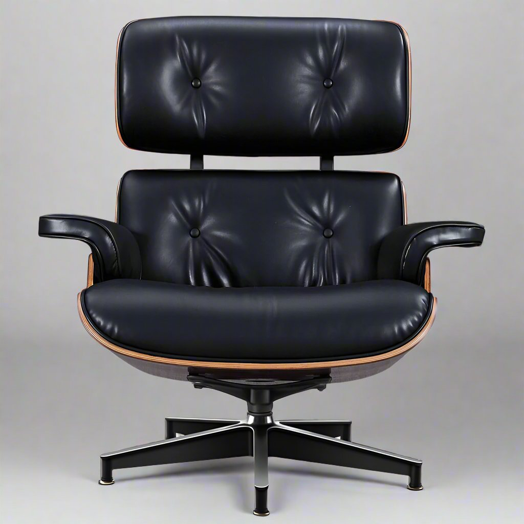 Eames Style XL Version Lounge Chair and Ottoman - Rosewood | Black Leather
