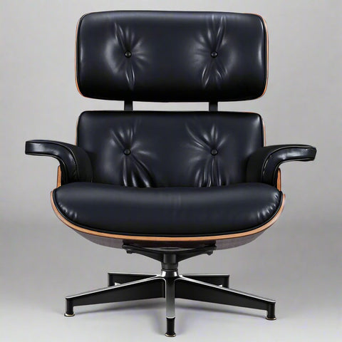 Eames Style XL Version Lounge Chair and Ottoman - Rosewood | Black Leather