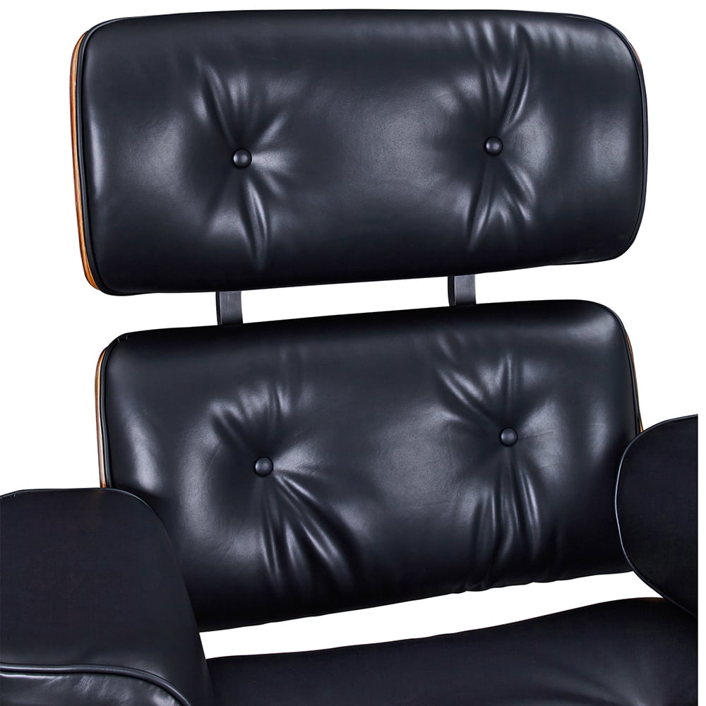 Eames Style XL Version Lounge Chair and Ottoman - Walnut Wood | Black Leather