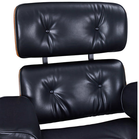 Eames Style XL Version Lounge Chair and Ottoman - Walnut Wood | Black Leather