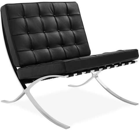 Premium Barcelona Chair - Italian Leather |  Interior Furnishes | Dark Grey - Premium Barcelona Chairs from Interior Furnishes - Just $425.00! Shop now at Interior Furnishes