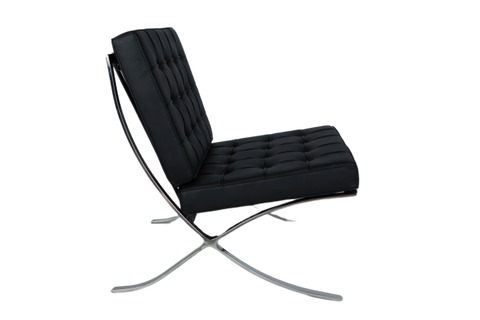 Mies Barcelona Pavilion Chair - Premium Italian Leather | Dark Grey