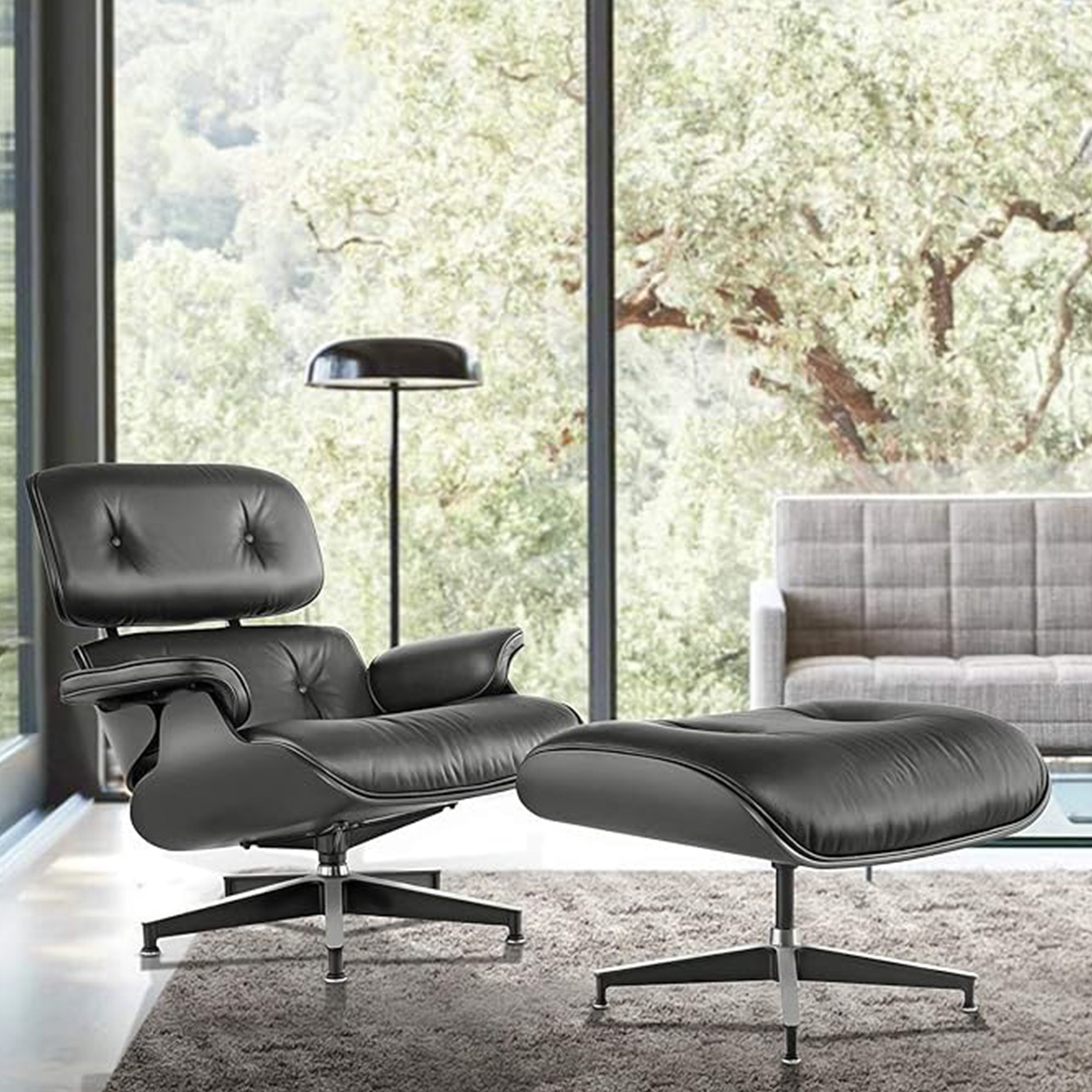 Iconic Design Charles Eames Lounge Chair & Ottoman – Ebony Ash Wood Itealian Leather