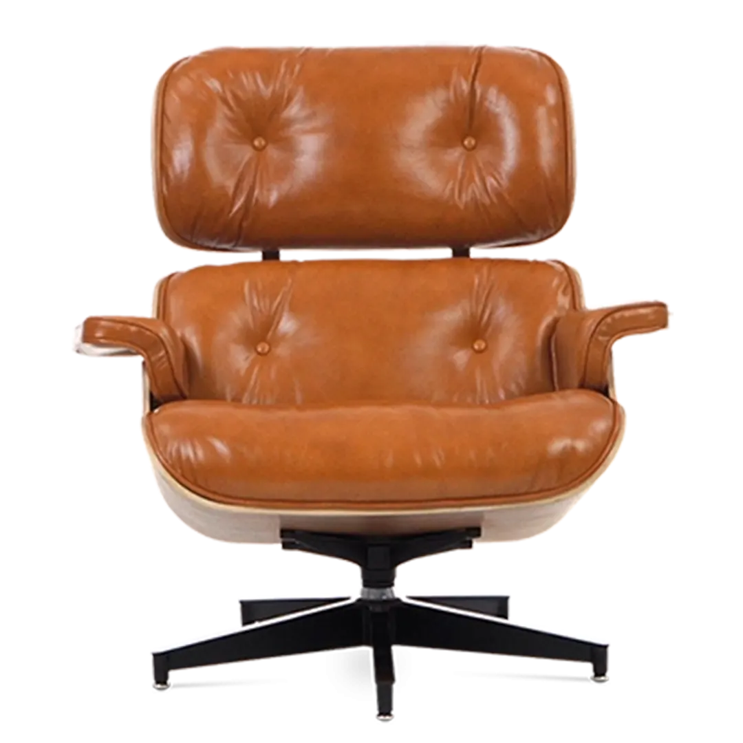 Iconic Design Charles Eames Lounge Chair & Ottoman – Rose Wood  Tan Brown