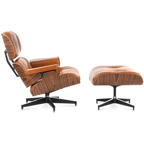 Iconic Design Charles Eames Lounge Chair & Ottoman – Rose Wood  Tan Brown