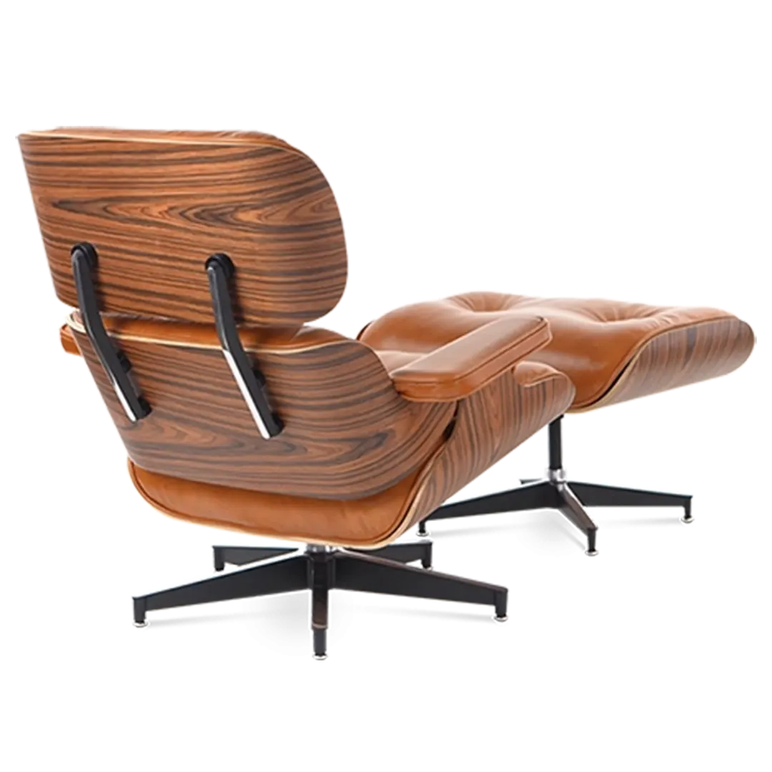 Iconic Design Charles Eames Lounge Chair & Ottoman – Rose Wood  Tan Brown