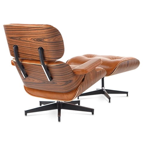 Iconic Design Charles Eames Lounge Chair & Ottoman – Rose Wood  Tan Brown