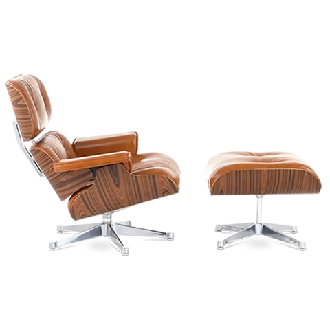 Iconic Design Charles Eames Lounge Chair & Ottoman – Rose Wood  Tan Brown