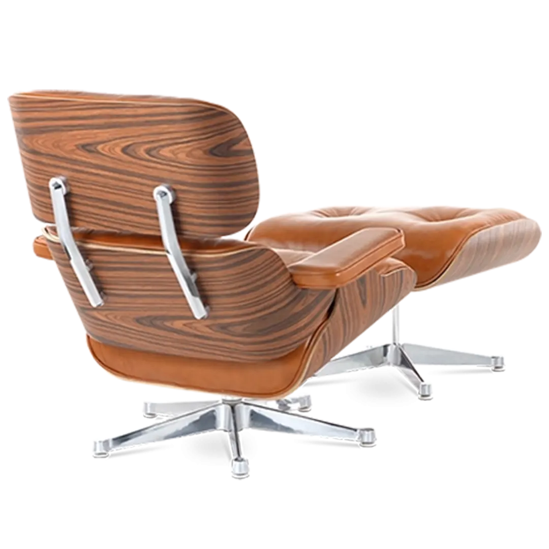 Iconic Design Charles Eames Lounge Chair & Ottoman – Rose Wood  Tan Brown