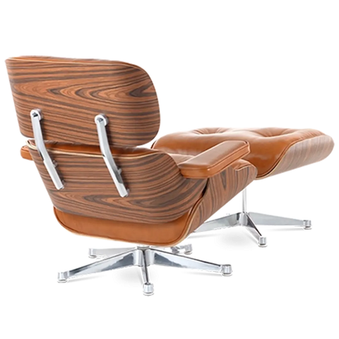 Iconic Design Charles Eames Lounge Chair & Ottoman – Rose Wood  Tan Brown