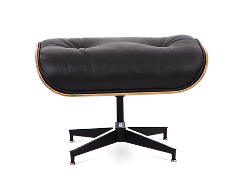 Designer-Loungesessel &amp; Ottomane – Palisanderfurnier &amp; schwarzes Leder