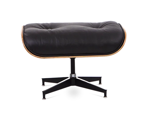 Designer-Loungesessel &amp; Ottomane – Palisanderfurnier &amp; schwarzes Leder