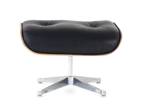 Designer-Loungesessel &amp; Ottomane – Palisanderfurnier &amp; schwarzes Leder