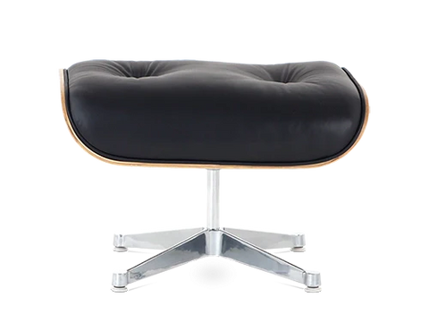 Designer-Loungesessel &amp; Ottomane – Palisanderfurnier &amp; schwarzes Leder