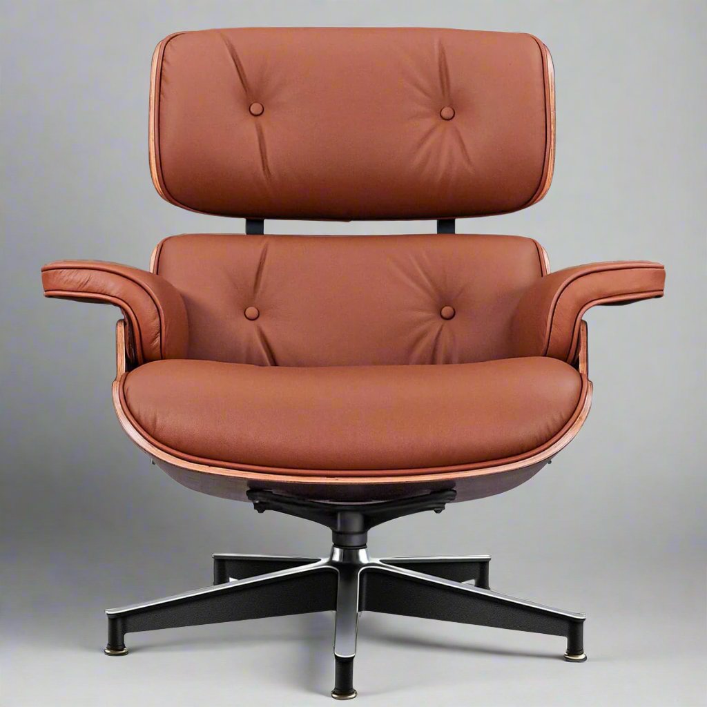 Charles Eames Mid-Century Lounge Chair & Ottoman - Walnut Wood | Chocolate Brown