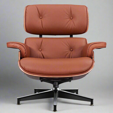 Charles Eames Mid-Century Lounge Chair & Ottoman - Walnut Wood | Chocolate Brown