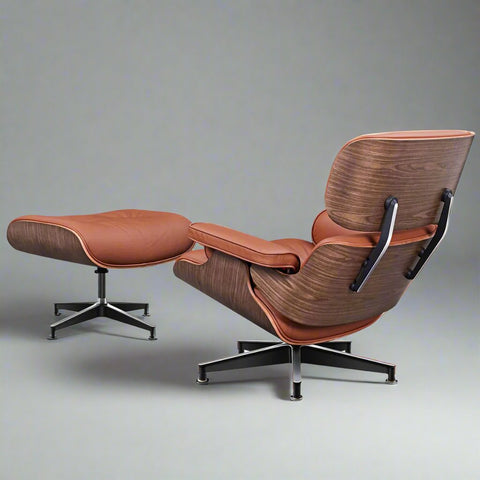 Charles Eames Mid-Century Lounge Chair & Ottoman - Walnut Wood | Chocolate Brown